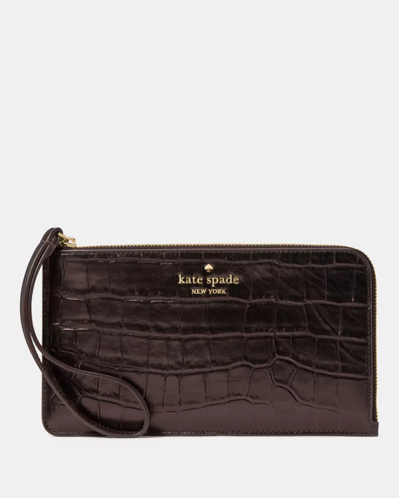 KATE SPADE Lucy Croc Embossed Medium L-Zip Wristlet (Arriving In Delhi) image 0