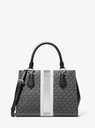 MICHAEL KORS Marilyn Medium Signature Logo Stripe Satchel - Black image 0