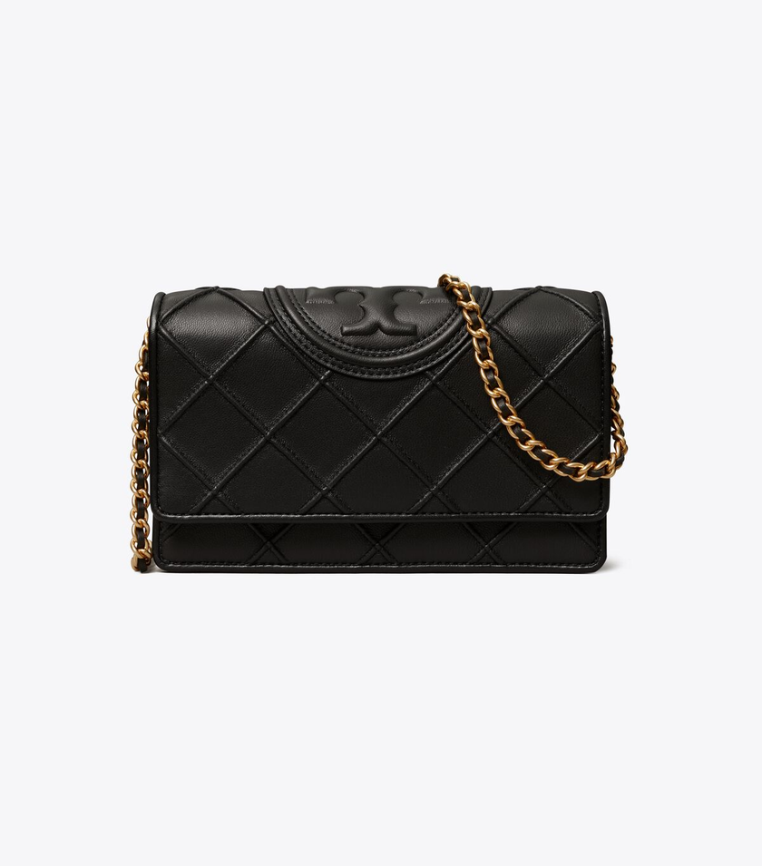 TORY BURCH Fleming Soft Chain Wallet - Black image