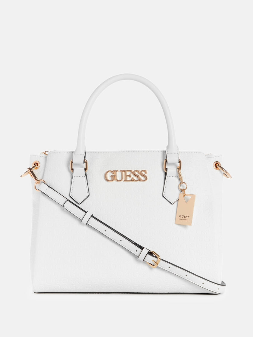 Guess Zakaria Debossed Logo Satchel - White image 0