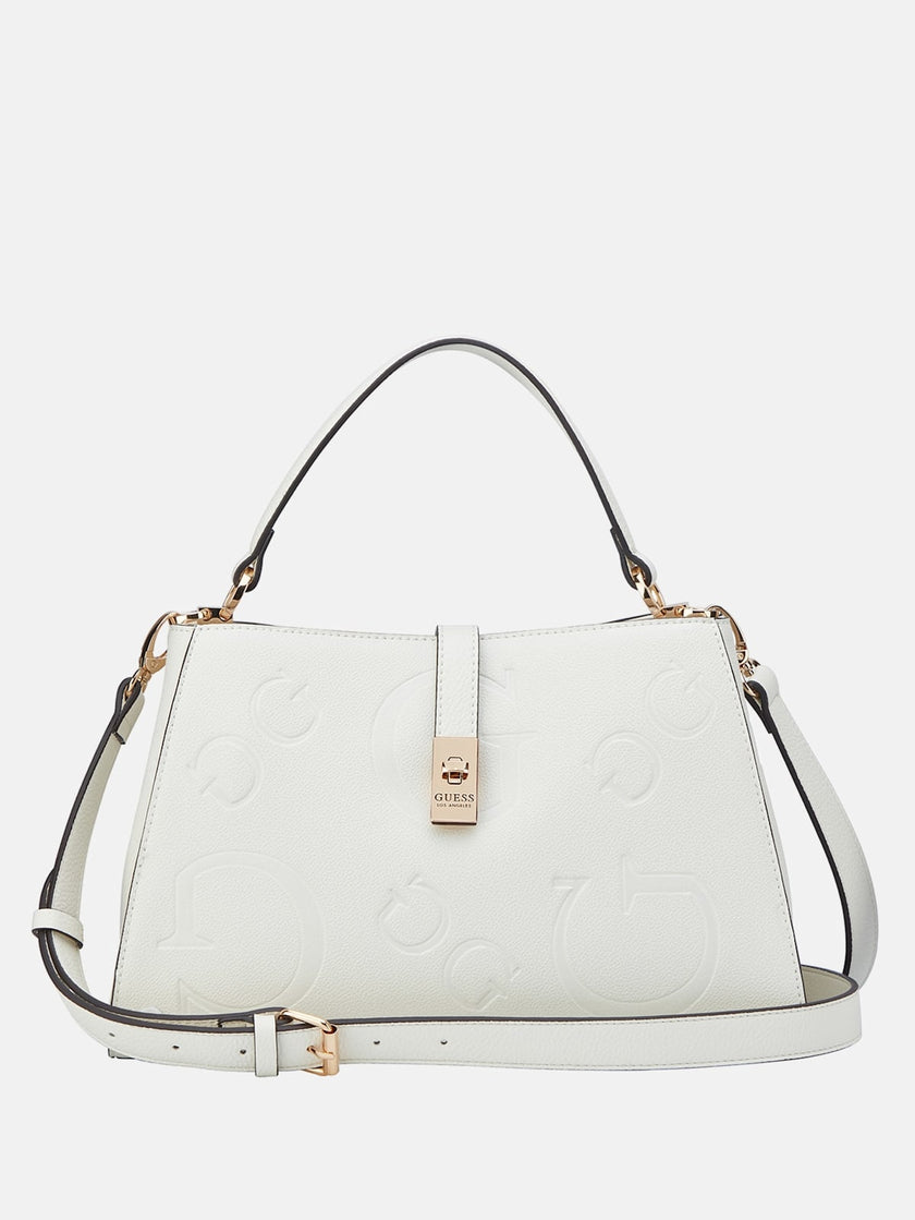 Guess Rudie Embossed Logo Satchel - Off-White image 0