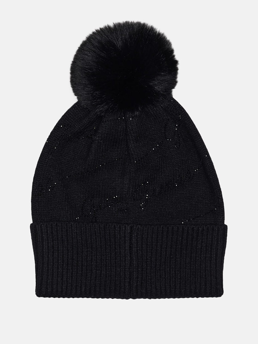 Guess Rhinestone Logo Beanie - Black image 0
