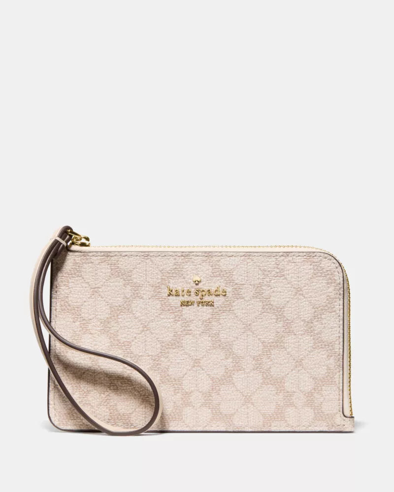 KATE SPADE Lucy Spade Flower Small Card Holder Wristlet - Dark Beige Multi image 0