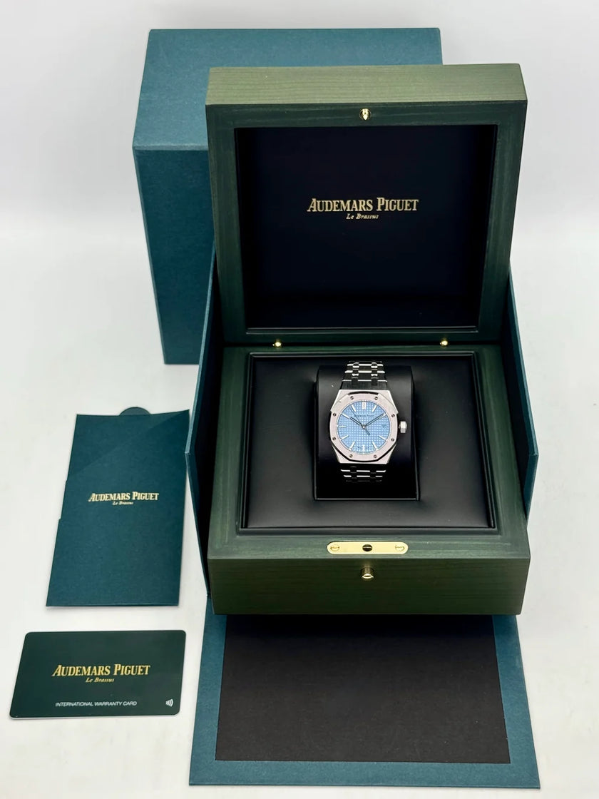Audemars Piguet Royal Oak  15550ST.OO.1356ST.08 Stainless Steel Light Blue “Grande Tapisserie” Dial 37 mm
