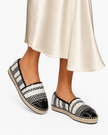 KARL LAGERFELD MILLICENT TWO-TONE CROCHET SLIP-ON FLAT ESPADRILLE