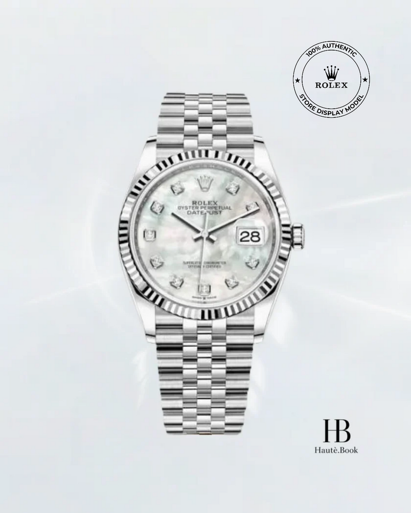 [Store Display] ROLEX Datejust White Mother of Pearl Diamond White Gold Stainless Steel 36 mm