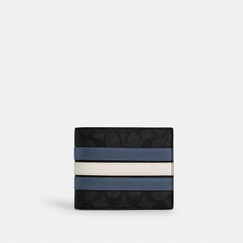 COACH 3-In-1 Wallet In Signature Canvas With Varsity Stripe - Charcoal/Denim/Chalk image 0