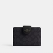 COACH Medium Corner Zip Wallet In Signature Canvas - Gunmetal/Charcoal/Black image