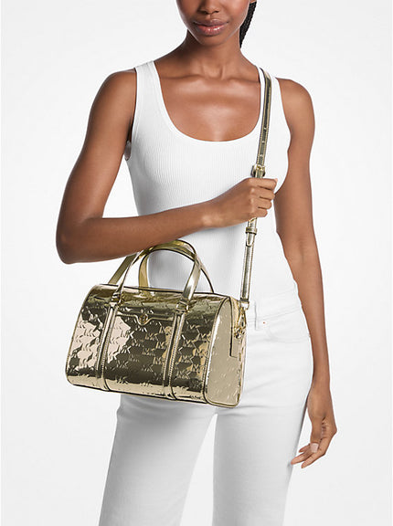 [AT DELHI] MICHAEL KORS Jet Set Medium Metallic Logo Debossed Satchel image 1
