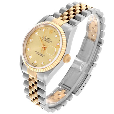[AT DELHI] [STORE DISPLAY MODEL] ROLEX Datejust Steel Yellow Gold Diamond Dial Mens Watch image 1