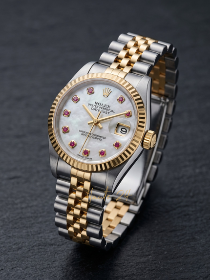 [AT DELHI] [STORE DISPLAY MODEL] ROLEX Datejust Steel Yellow Gold Mother Of Pearl Ruby Dial Ladies Watch image 0