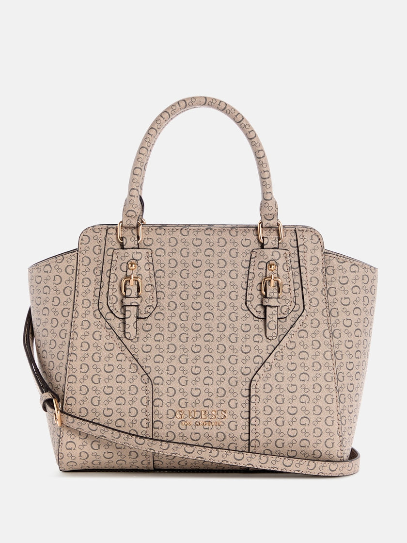Guess Gemma Logo Satchel - Beige image 0