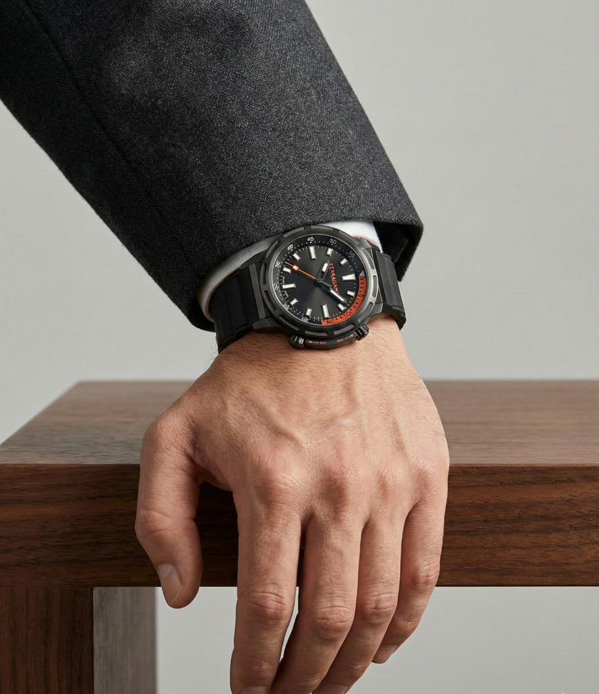 SALVATORE FERRAGAMO Sport Quartz Black Dial Men's Watch (Arriving In Delhi) image 2