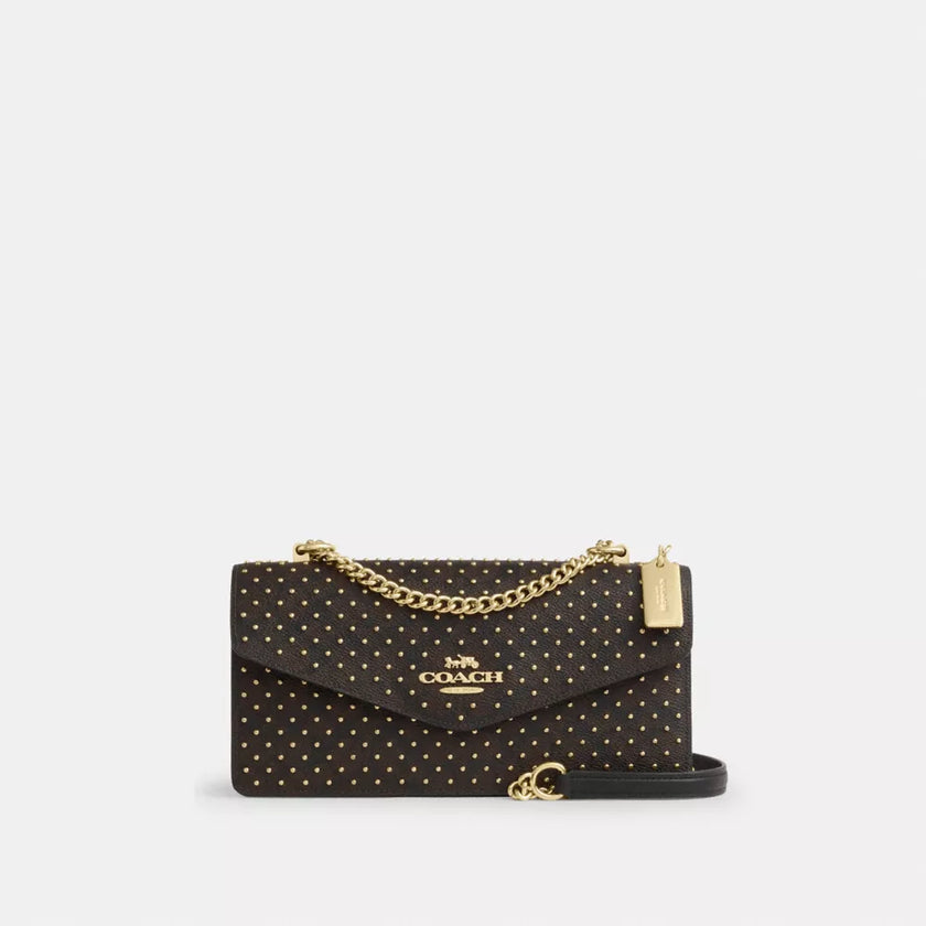 COACH Klare Envelope Crossbody Bag In Signature Canvas With Rivets - Walnut/Black Multi image 0