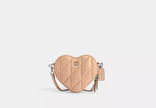 COACH Heart Crossbody Bag With Quilting - Silver/Buff image