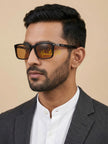 [ARRIVING] SALVATORE FERRAGAMO Amber Rectangular Men's Sunglasses image 1
