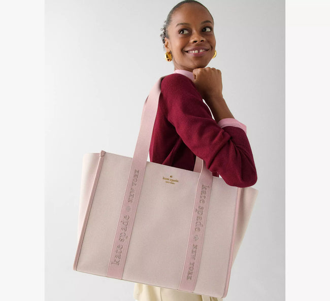 [AT DELHI] KATE SPADE Kip Canvas Large Tote Bag - Rose Smoke Multi image 1