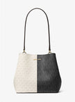 MICHAEL KORS Pratt Medium Two-Tone Signature Logo Shoulder Bag - Black Combo image 0