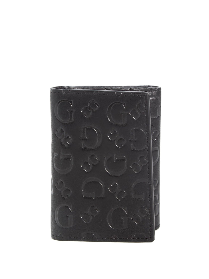 Guess Debossed Logo Trifold Wallet - Black image 1