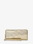 MICHAEL KORS Jet Set Large Metallic Logo Debossed Continental Wallet (Arriving In Delhi) image 0