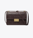 TORY BURCH T Monogram Leather Shoulder Bag - Deep Maroon image 3