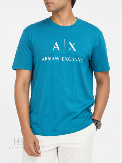 [At India] ARMANI EXCHANGE Logo Print Slim Fit Crew-Neck T-Shirt