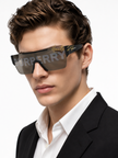 BURBERRY Gold with silver Shield Men's Sunglasses BE4291 3001G 38