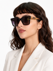 BURBERRY Maple Gray Gradient Square Ladies Sunglasses