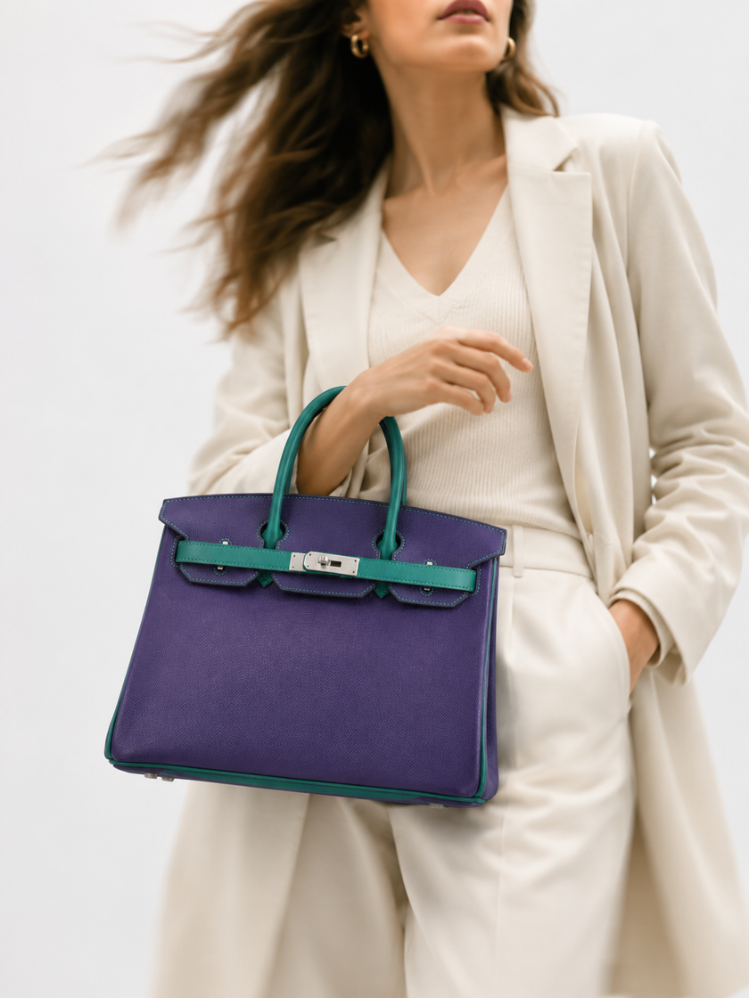 [Unused] HERMES Birkin 30 HSS Iris Epsom Brushed Palladium