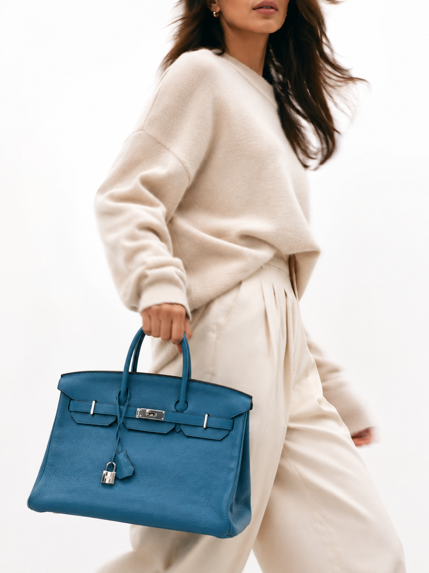 [Mint Condition/Like New] HERMES Birkin 35 Denim Blue