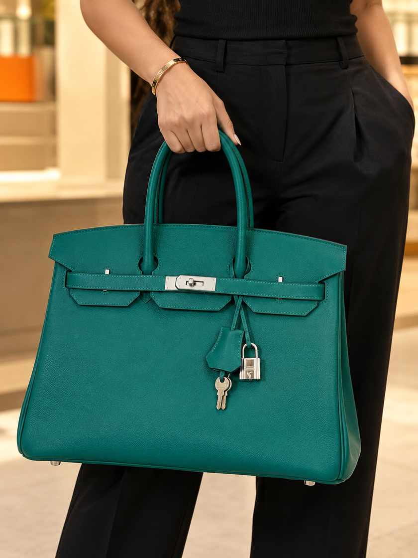 [Unused] HERMES Birkin 35 Malachite Epsom PHW