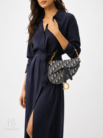 DIOR Oblique Saddlebag Mini Navy/Beige