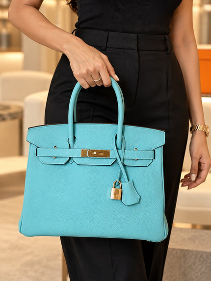 [Brand New] HERMÈS  Birkin 30 Blue Atoll Togo GHW
