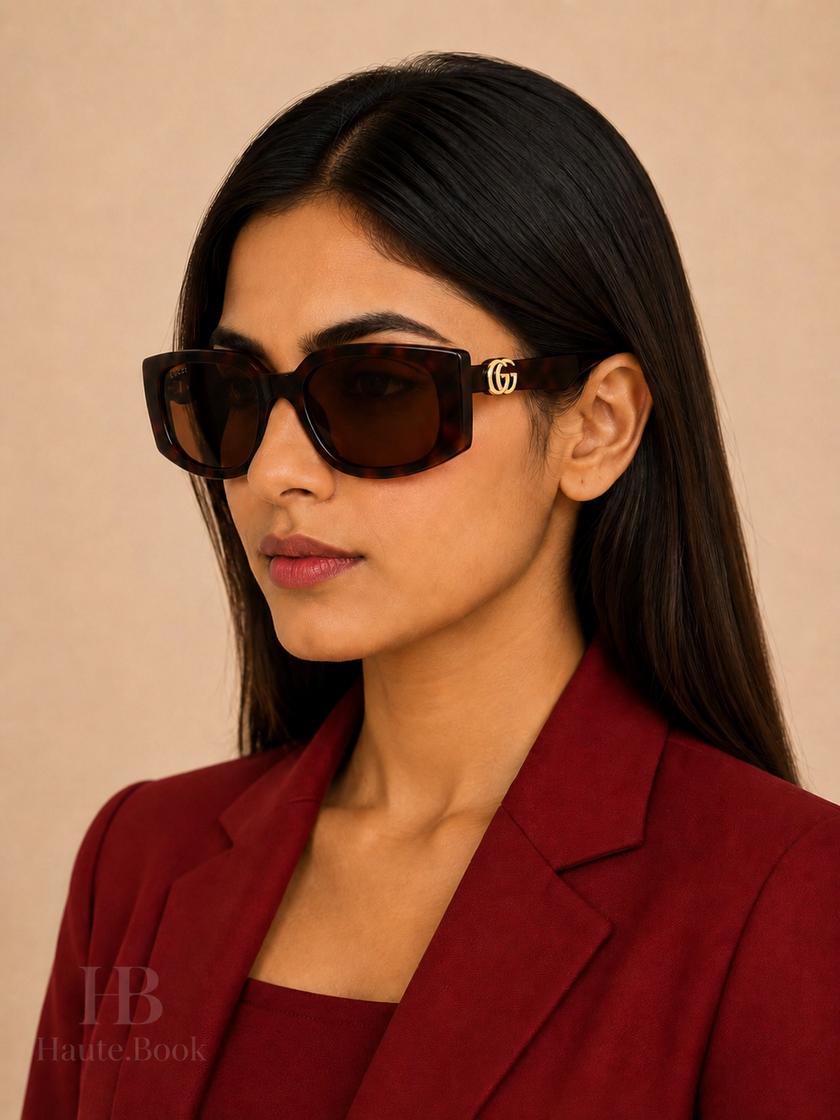 GUCCI Brown Rectangular Ladies Sunglasses