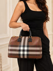 BURBERRY Check Bowling Bag Medium PVC Handbag 2-way