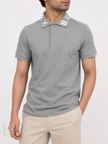 BURBERRY Logo Collar Gray Polo Shirt