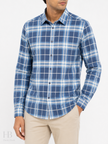 BURBERRY LONDON Blue Plaid Checked Long-Sleeve Shirt
