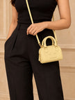 CELINE Cuir Triomphe Mini Boston Handbag Yellow