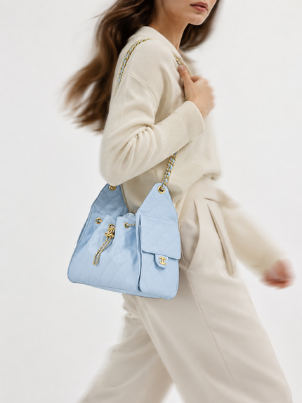 CHANEL 25 Small Handbag Light Blue