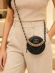 CHANEL Round Chain Shoulder Bag BlackA