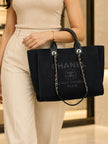 CHANEL Deauville 2WAYTote Bag Black
