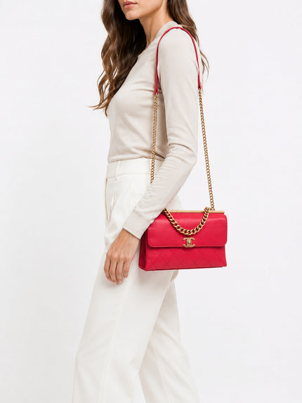 CHANEL Small Coco Luxe Flap Bag Red Calfskin