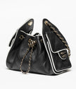 CHANEL 25 Mini Bag Black/ White Calfskin Gold Hardware