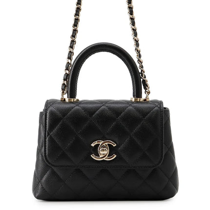 [Unused/Display] CHANEL Matelasse Coco Handle Chain Shoulder Bag Black