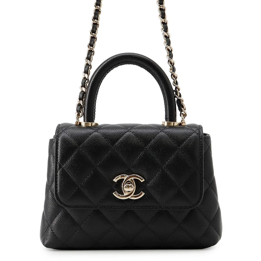 [Brand New] CHANEL Matelasse Coco Handle Chain Shoulder Bag Black
