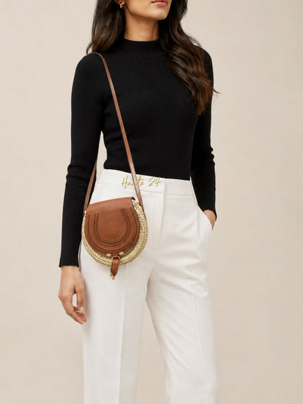 CHLOE Raffia Marcie Basket Bag Small