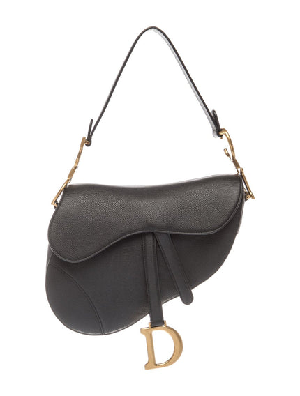 DIOR Leather Saddle Top Handle Bag - Black