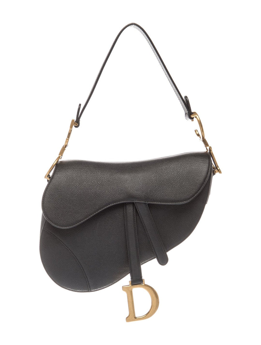 DIOR Leather Saddle Top Handle Bag - Black
