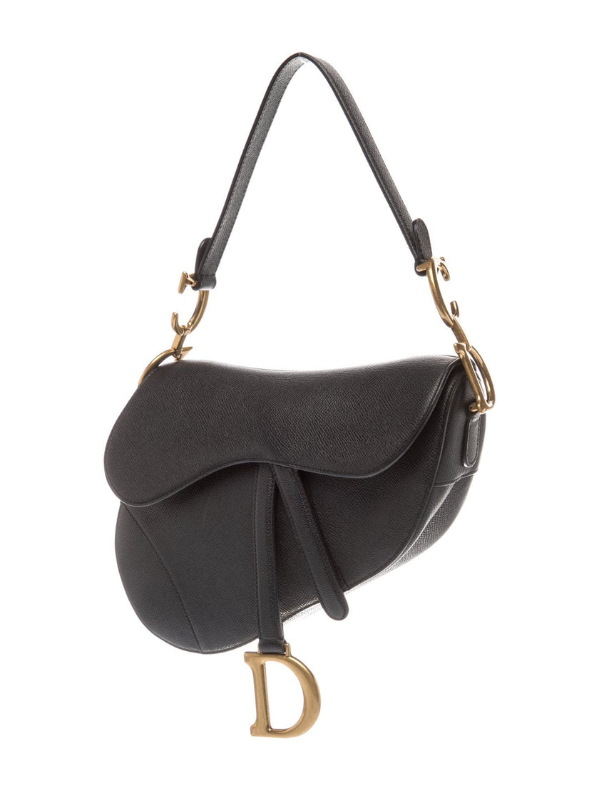 DIOR Leather Saddle Top Handle Bag - Black