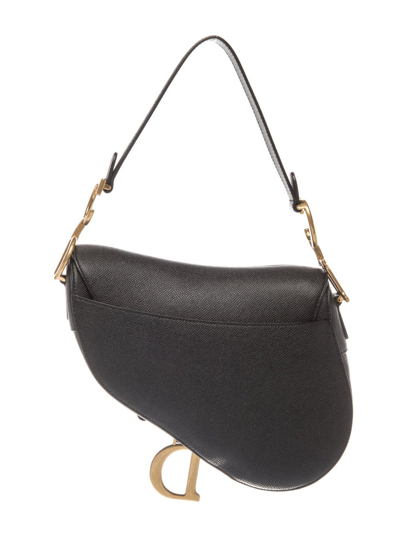 DIOR Leather Saddle Top Handle Bag - Black